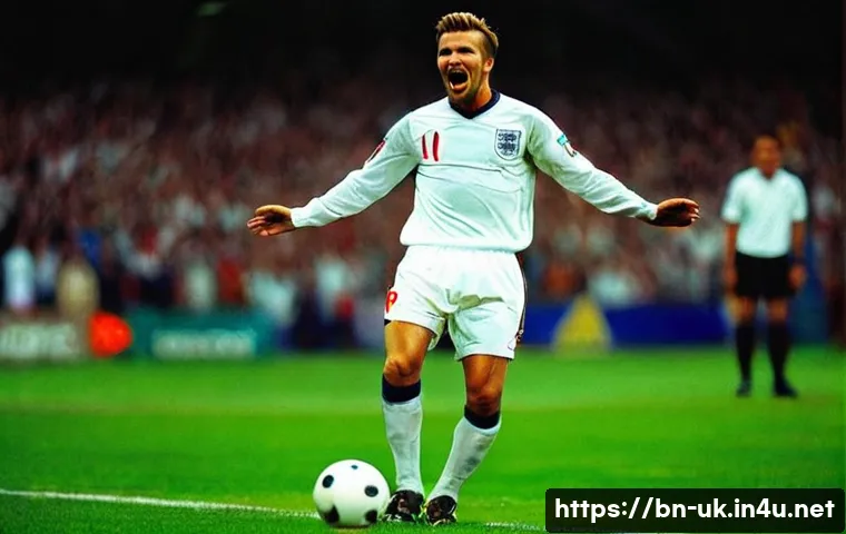 데이비드 베컴 vs 해리 케인 비교 - Prompt: David Beckham's Iconic Free-Kick and Global Appeal**

"A full-shot image of David Beckham in...