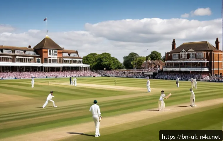 영국의 전통 스포츠 크리켓 이해하기 - A vibrant and detailed scene of a historic English cricket ground, specifically Lord’s Cricket Groun...