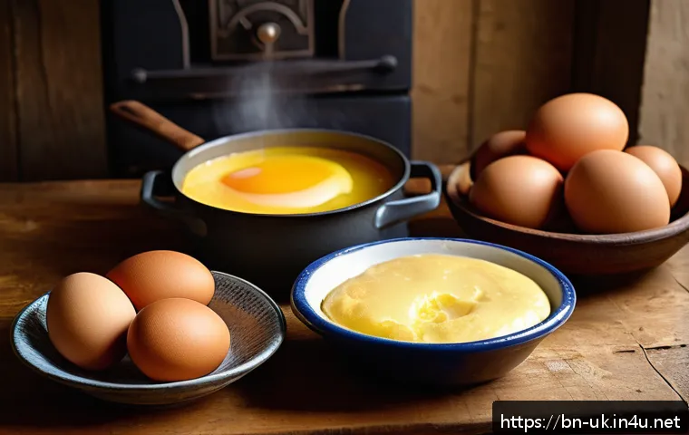 요크셔 푸딩 만드는 법 - A cozy kitchen scene showcasing the preparation of classic Yorkshire pudding batter: a rustic wooden...
